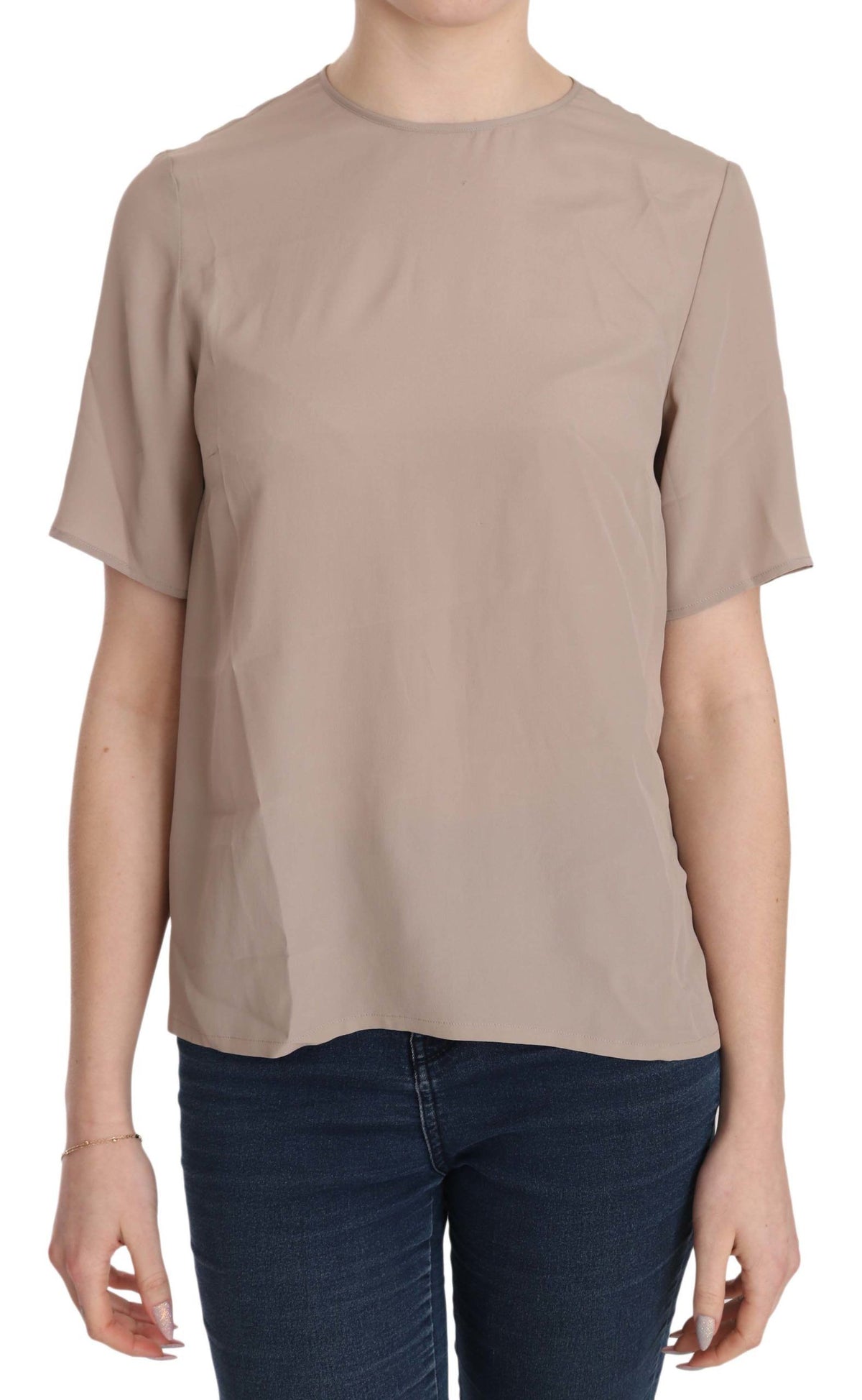 Dolce & Gabbana Beige Crew Neck Short Sleeve Blouse