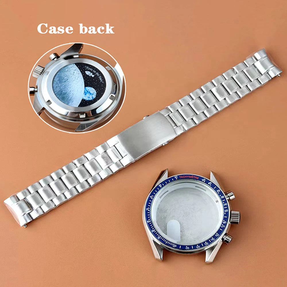 Fit Speed Master 40MM VK63 Chronograph Watch Case Solid Bottom Cover Waterproof For VK63 VK64 Mechanical Movement 32.5mm Dial