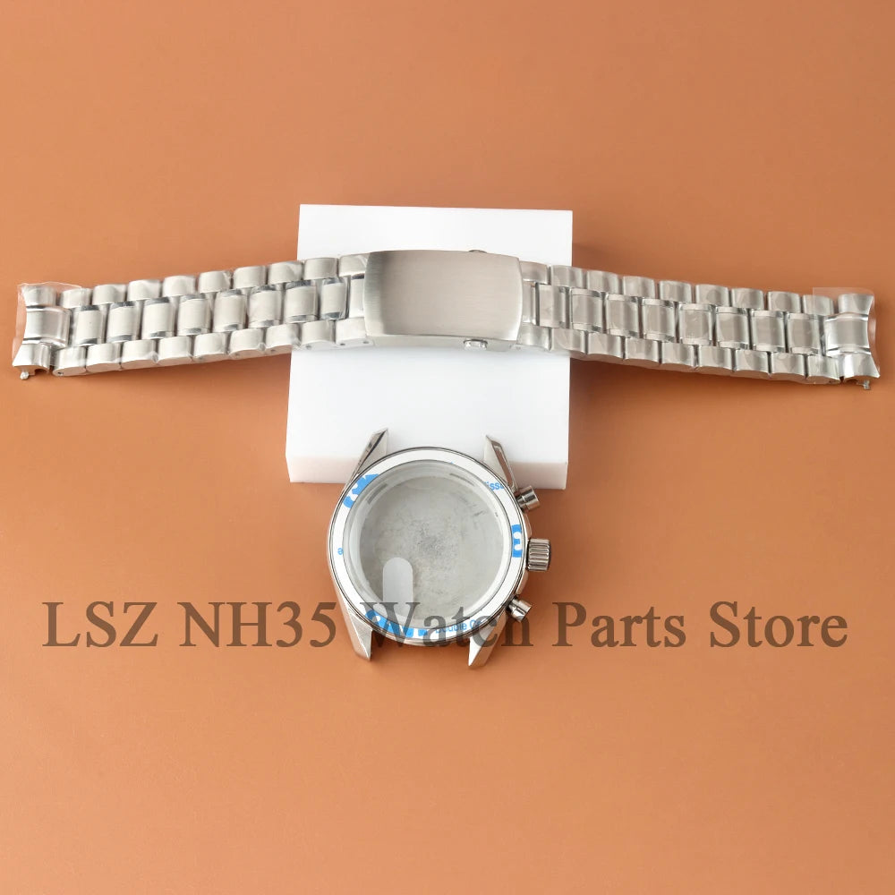 Fit Speed Master 40MM VK63 Chronograph Watch Case Solid Bottom Cover Waterproof For VK63 VK64 Mechanical Movement 32.5mm Dial